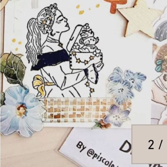 ELSIE WITH LOVE X PISCOLETTERS STEMPEL "DREAMS"  Woden stamp new - Picture 5 of 5